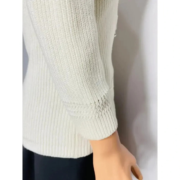 Lauren Ralph Lauren Cotton Shawl Collar Knit Sweater Cardigan size PM White - Picture 6 of 10